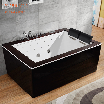 1800x700 Freestanding SPA Massage Bathtub Indoor 2 Person Black And White